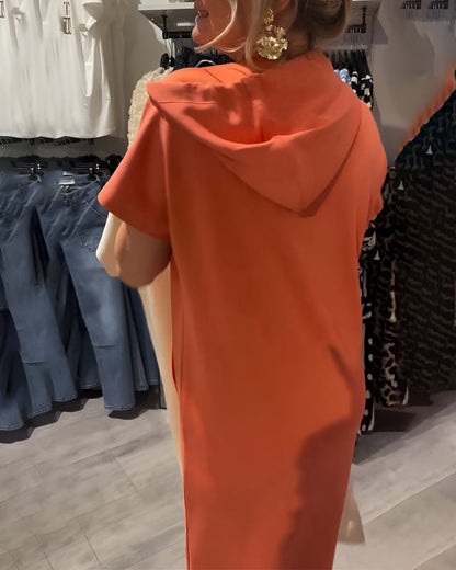 Parker - Vestido Casual con Capucha y Estampado de Letras