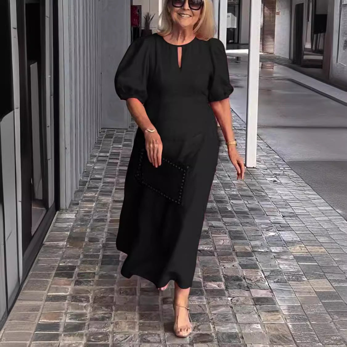 Frankie - Vestido suelto con mangas abullonadas chic