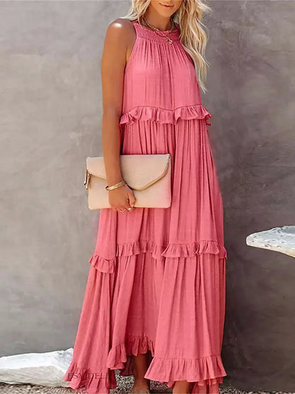 Edna | Vestido maxi con volantes y cuello halter