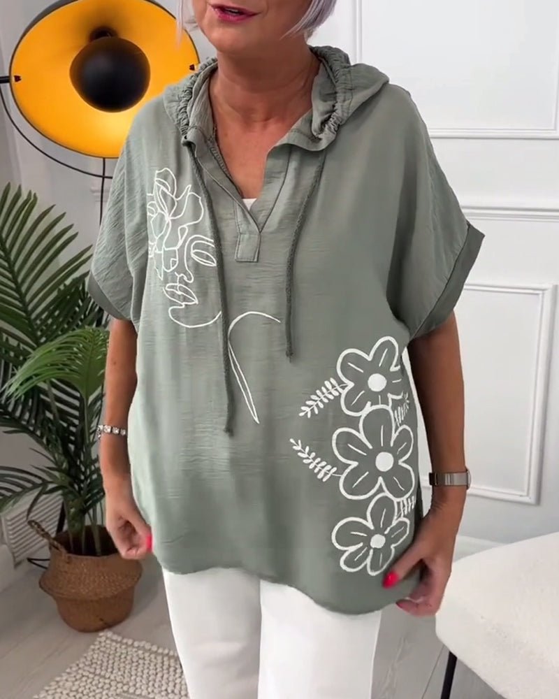 Lory | Camicetta con cappuccio floreale