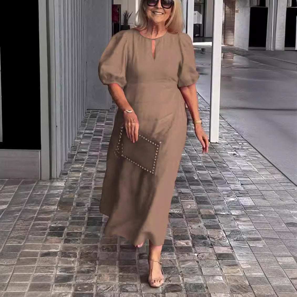 Frankie - Vestido suelto con mangas abullonadas chic