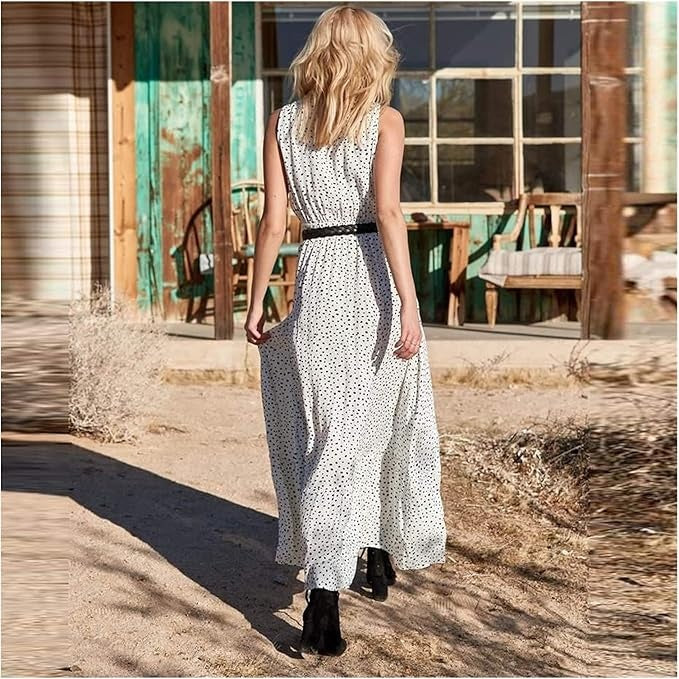 Ismena - Vestido Maxi Bohemio con Lunares