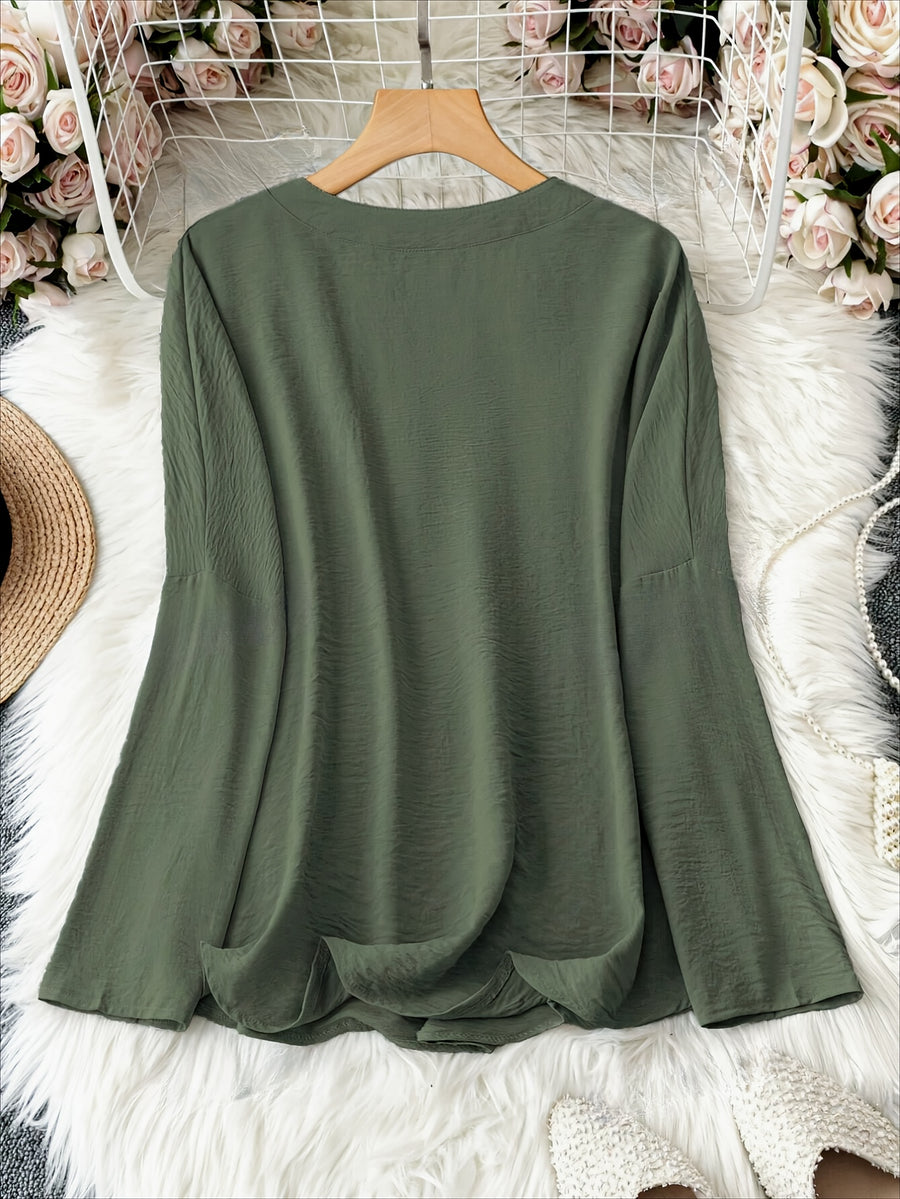 Vianca | Clásica Blusa de Manga Larga con Escote en V