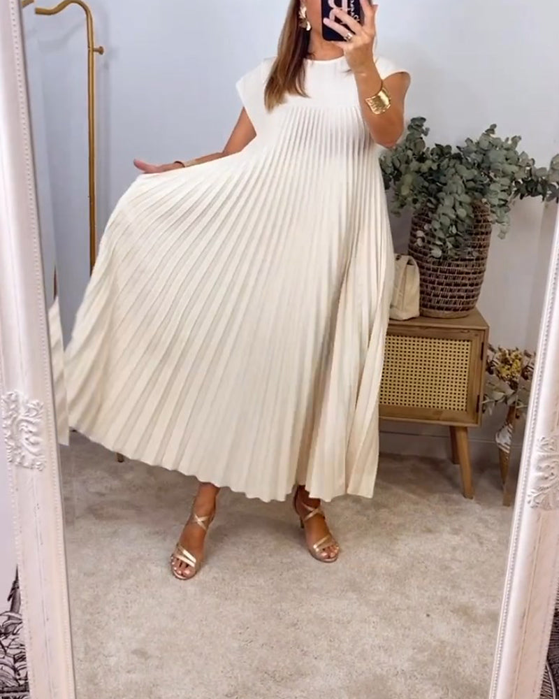 Vestido sin mangas, sencillo, plisado, elegante
