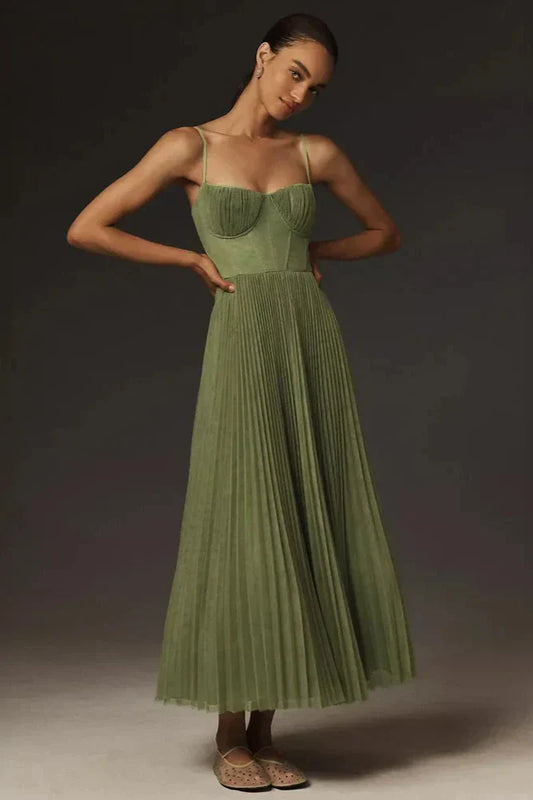 Vestido midi plisado de tul Isabella