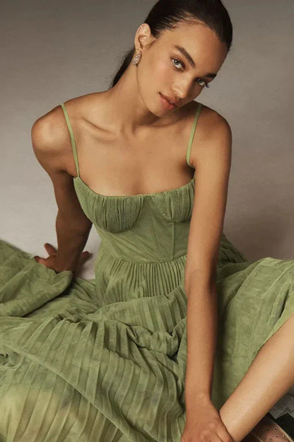 Vestido midi plisado de tul Isabella