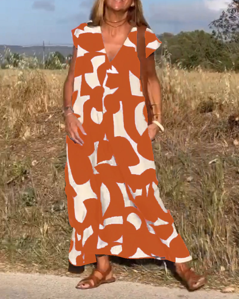 Elowen - Vestido sin mangas con estampado geométrico irregular