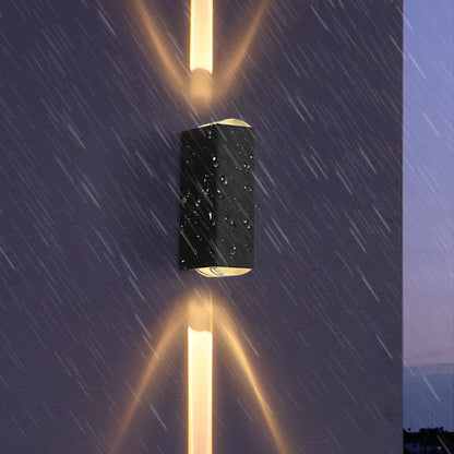 Lámpara de pared exterior de aluminio negro LED arriba y abajo