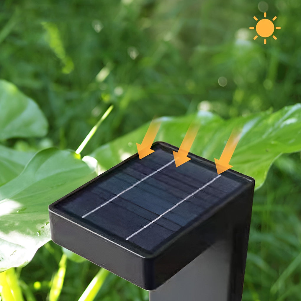 Luz solar para camino de jardín con marco de metal negro