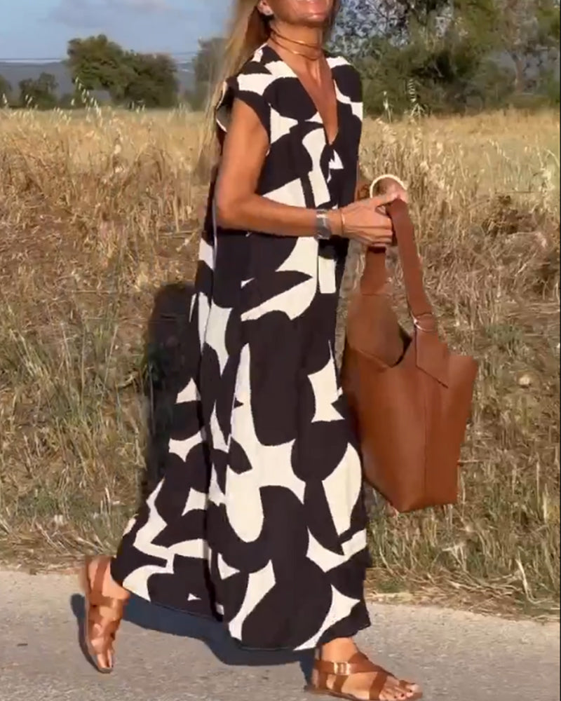 Elowen - Vestido sin mangas con estampado geométrico irregular