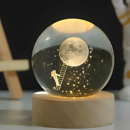 Luz nocturna LED con esfera de cristal 3D
