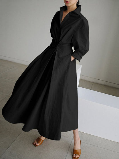 Brynn - Vestido A-Line con Cuello Polo Chic y Corte Acampanado