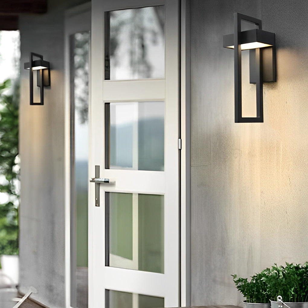 Lámpara de pared exterior moderna negra con LED