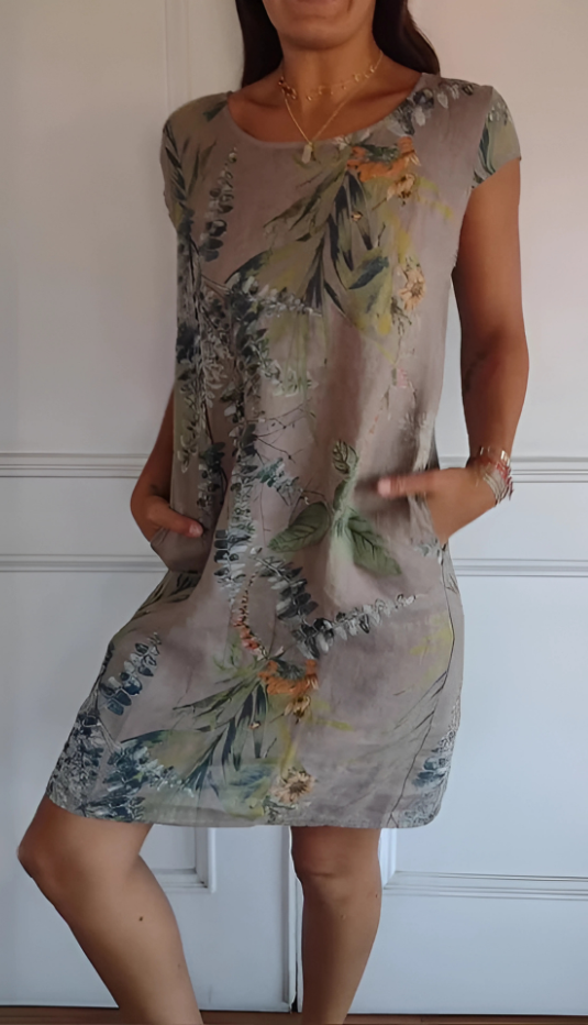 Iris - Vestido informal suelto hasta la rodilla con estampado