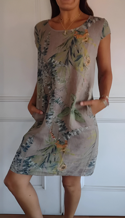 Iris - Vestido informal suelto hasta la rodilla con estampado