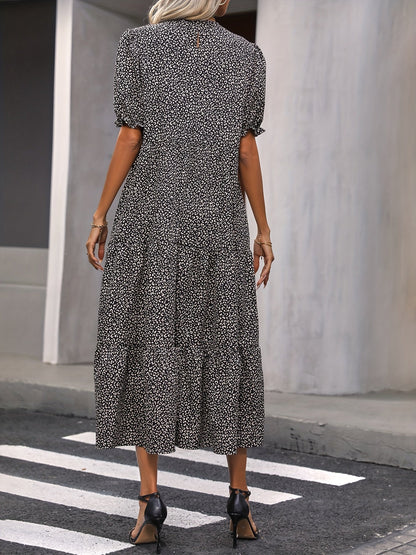 Harriet - Vestido casual de cuello redondo con detalle de volantes