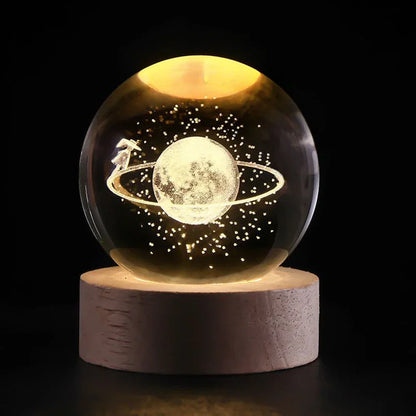 Luz nocturna LED con esfera de cristal 3D