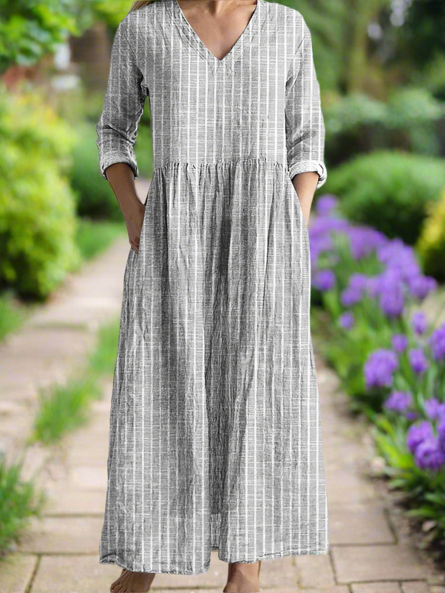 Dabria - Vestido clásico casual a rayas