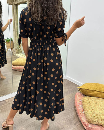 Kimberly | Vestido de escote en V con lunares