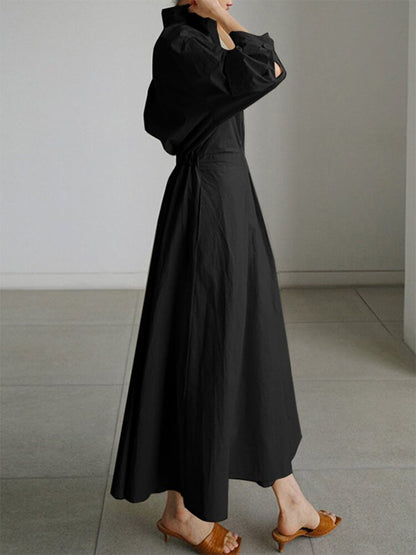 Brynn - Vestido A-Line con Cuello Polo Chic y Corte Acampanado