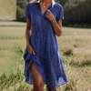 Azalea - Vestido suelto con escote en V y mangas cortas estampado