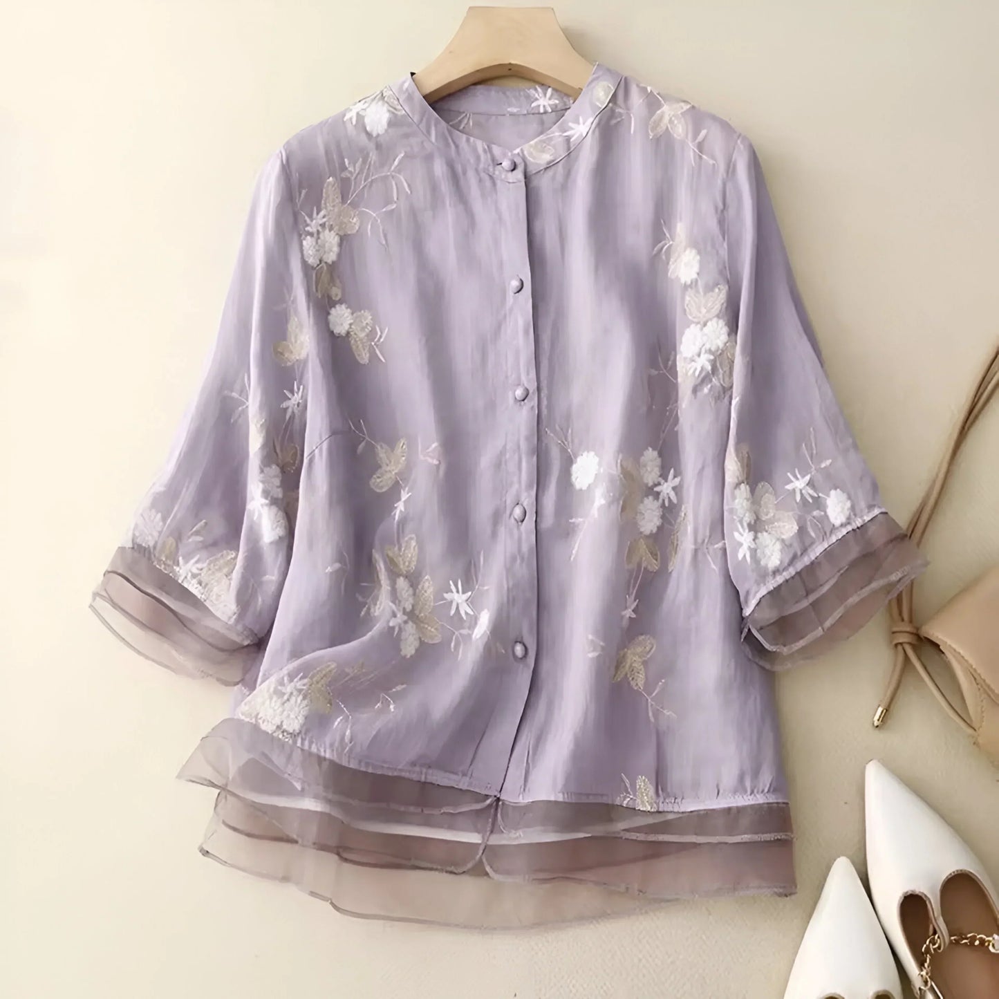Jade | Top de algodón bordado con flores