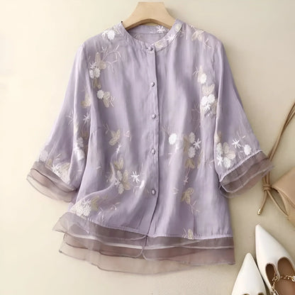 Jade | Top de algodón bordado con flores
