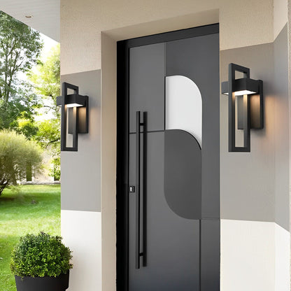 Lámpara de pared exterior moderna negra con LED