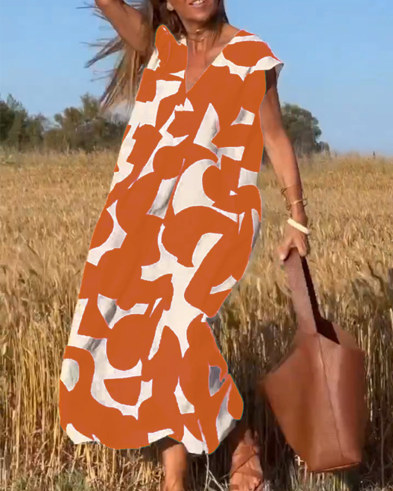 Elowen - Vestido sin mangas con estampado geométrico irregular