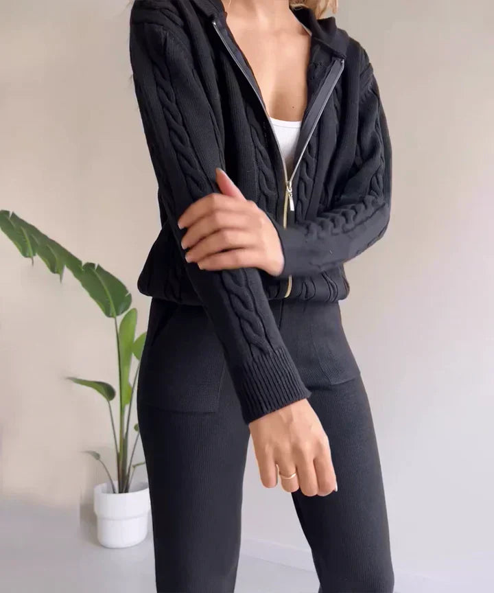 Poppy - Conjunto de dos piezas suéter casual de punto jacquard