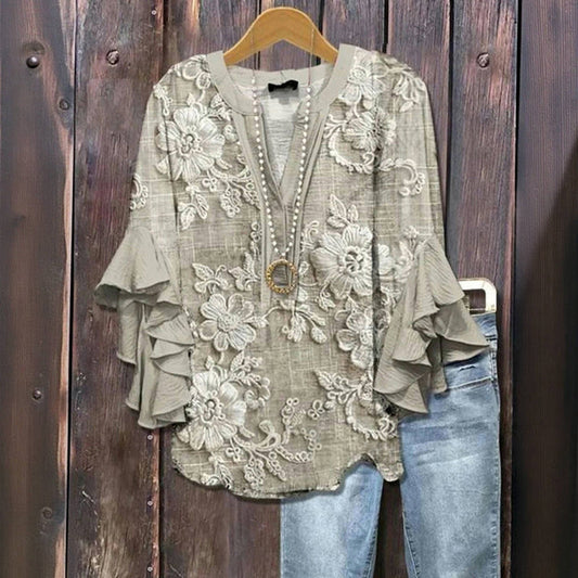 Blusa vintage con estampado floral