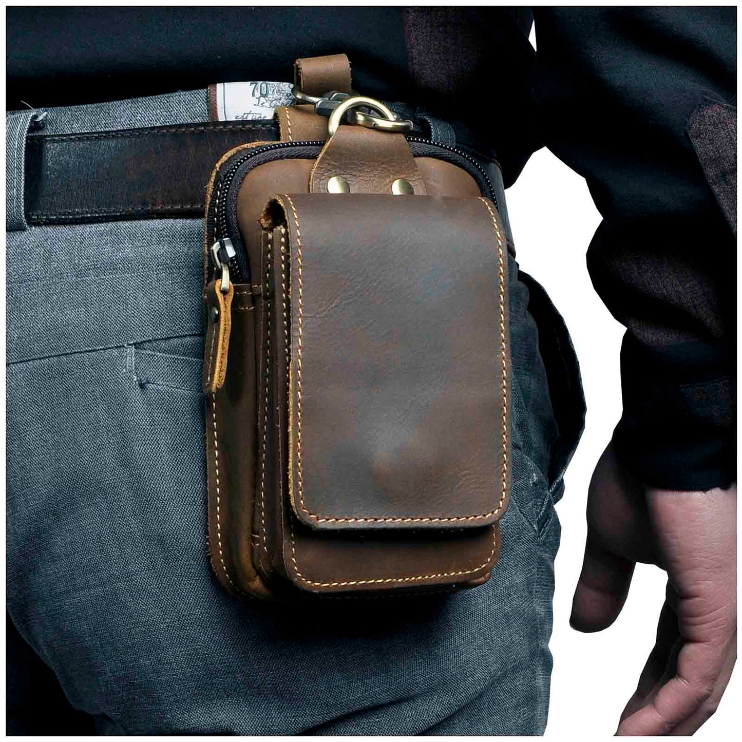 Robert - Bolso cruzado de cuero vegano vintage