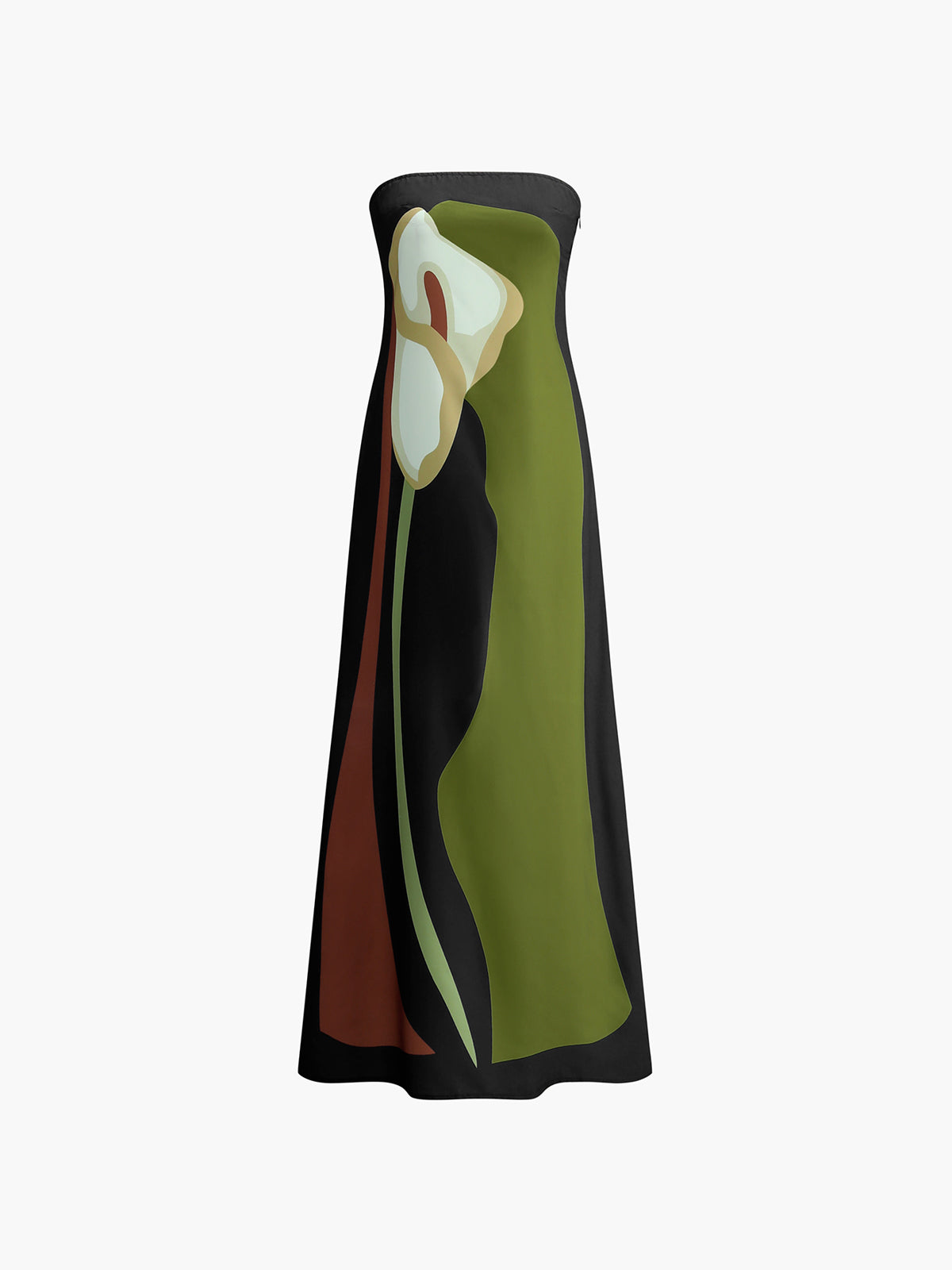 Anastasia | Vestido largo abstracto sin tirantes