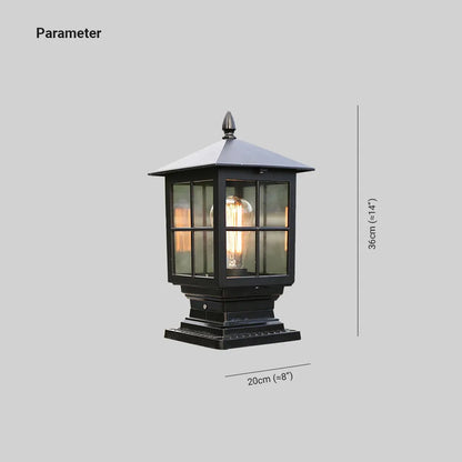 Linterna de exterior luz de pilar de metal negro
