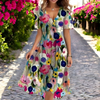 Rosalind - Vestido Floral de Corte Suelto con Escote Profundo en V