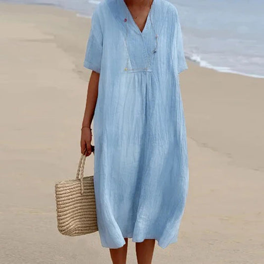 Quinley - Vestido largo ligero para mujer de inspiración vintage