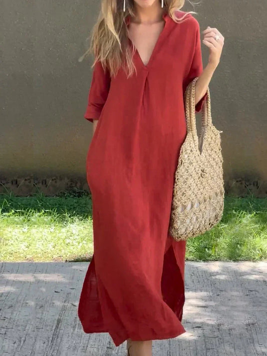 Alexa - Vestido maxi de verano chic con escote en V