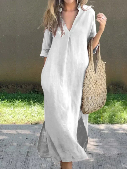 Alexa - Vestido maxi de verano chic con escote en V