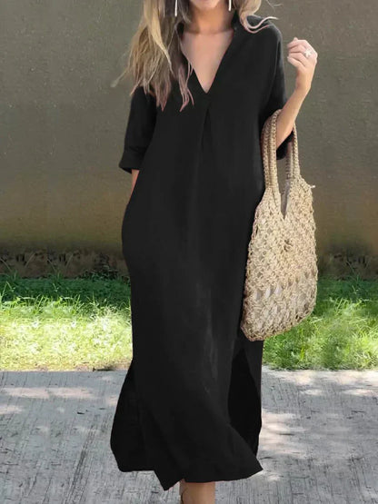 Alexa - Vestido maxi de verano chic con escote en V