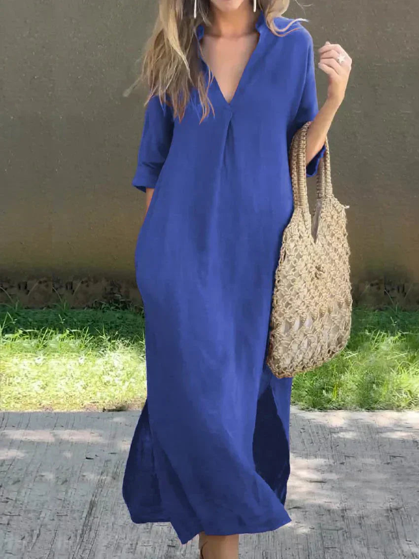 Alexa - Vestido maxi de verano chic con escote en V