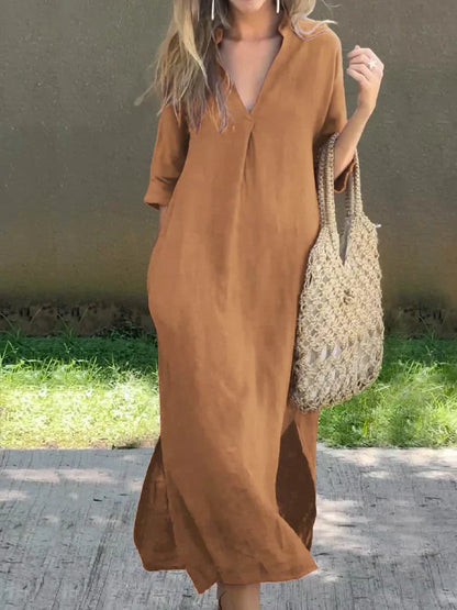 Alexa - Vestido maxi de verano chic con escote en V
