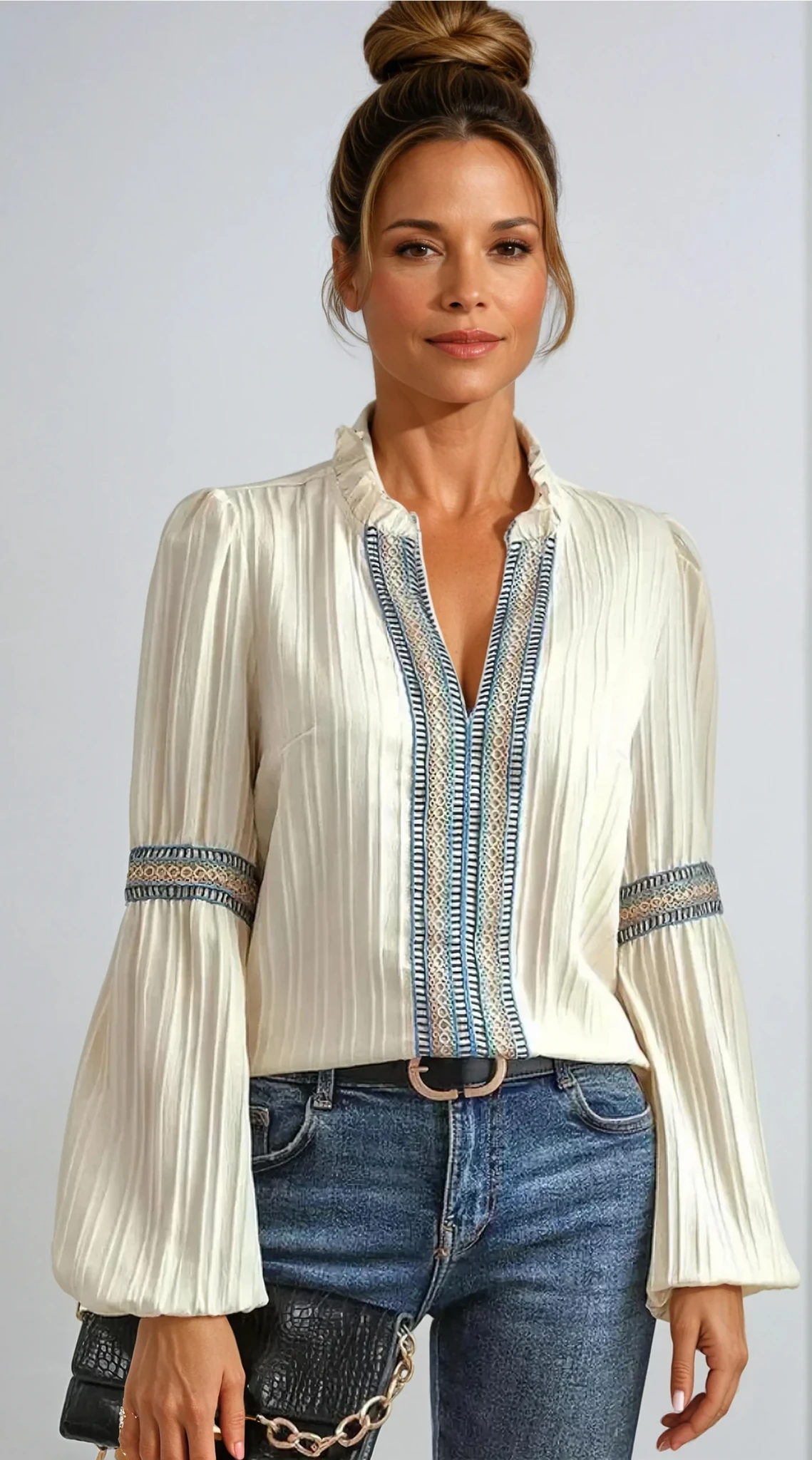 Barbie | Blusa de Viscosa de Lujo con Escote en V
