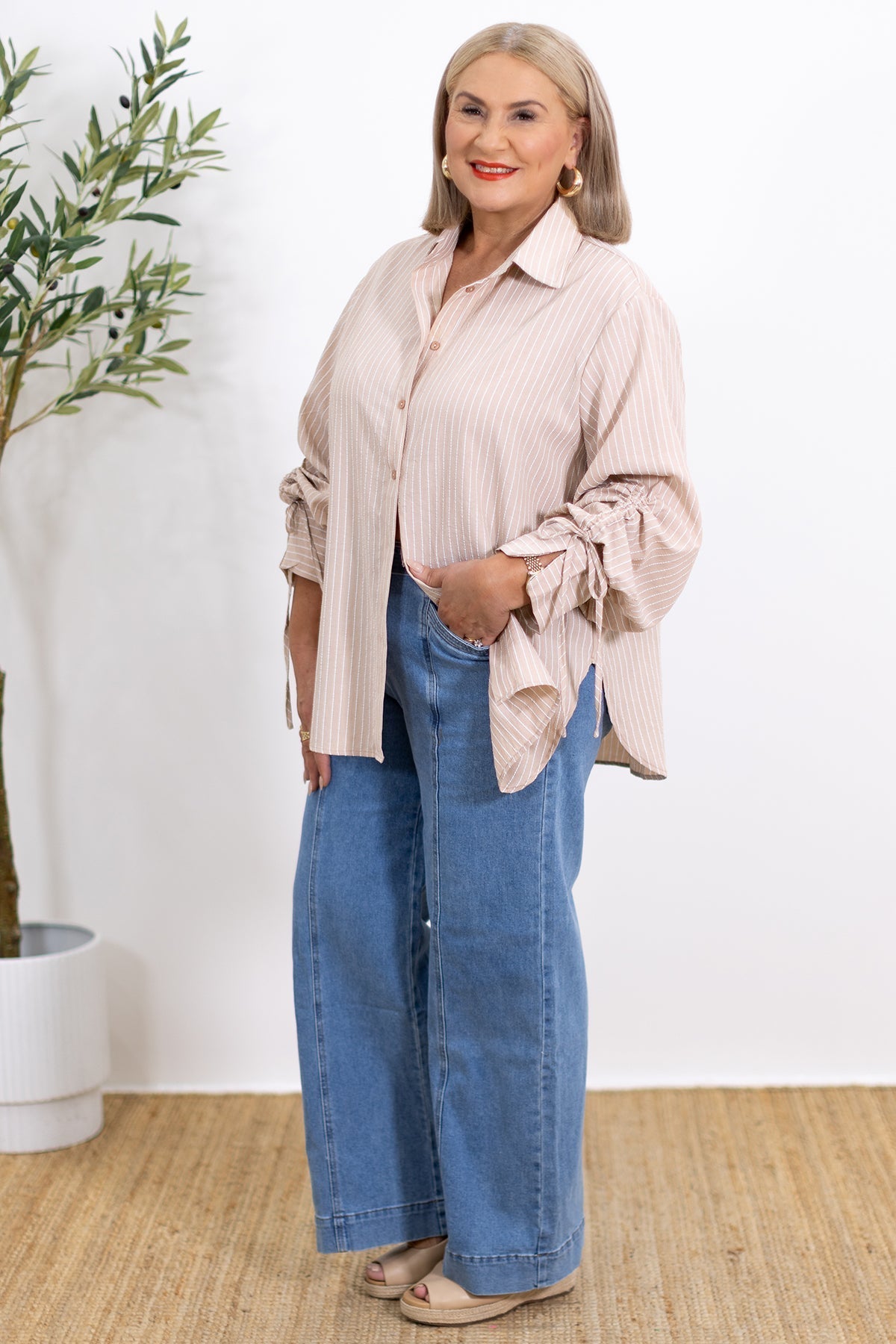 Laura | Camisa a rayas extragrande