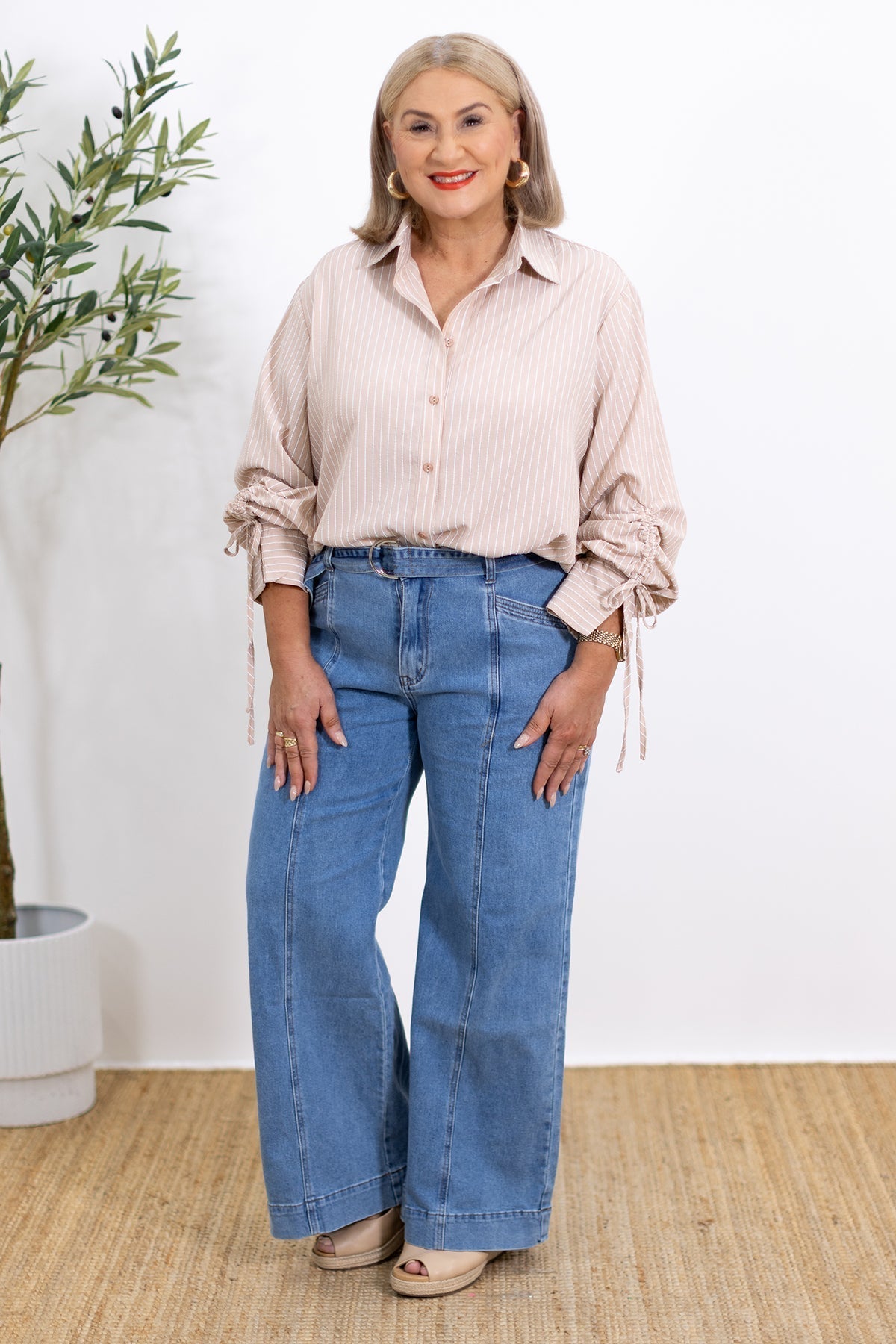 Laura | Camisa a rayas extragrande