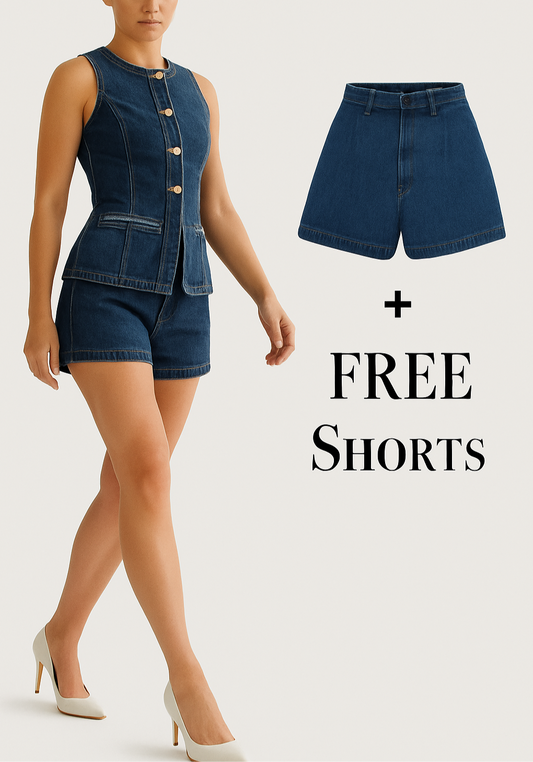 Luca™ | Conjunto de chaleco y shorts de mezclilla – Casual y a la moda para uso diario