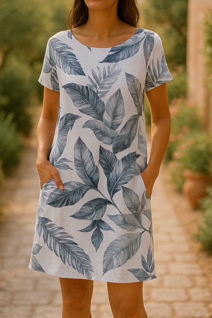 Ranya | Vestido elegante de algodón y lino