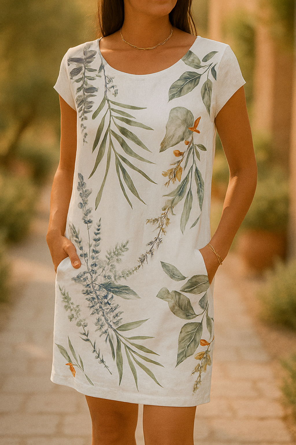 Ranya | Vestido elegante de algodón y lino