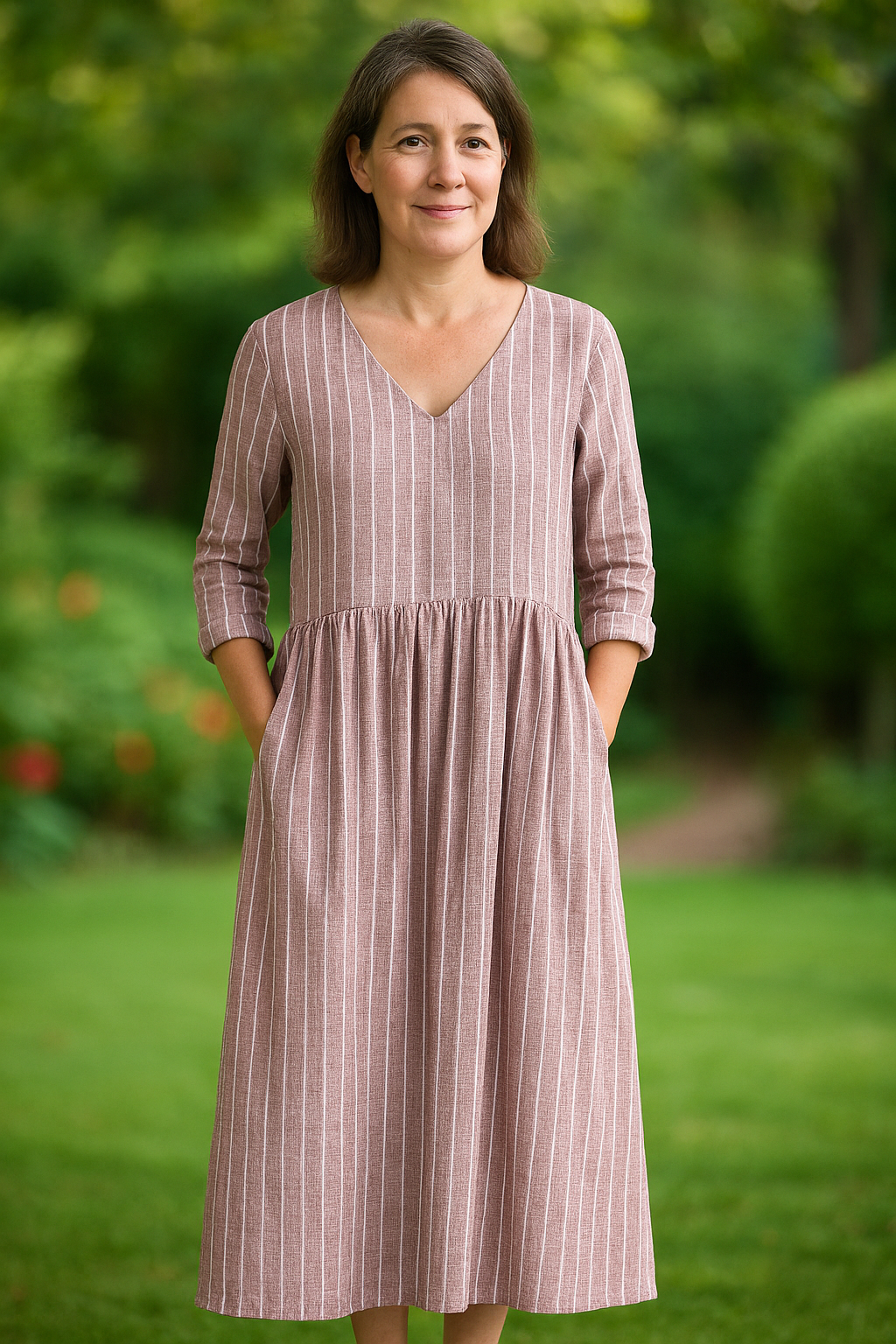 Dabria - Vestido clásico casual a rayas