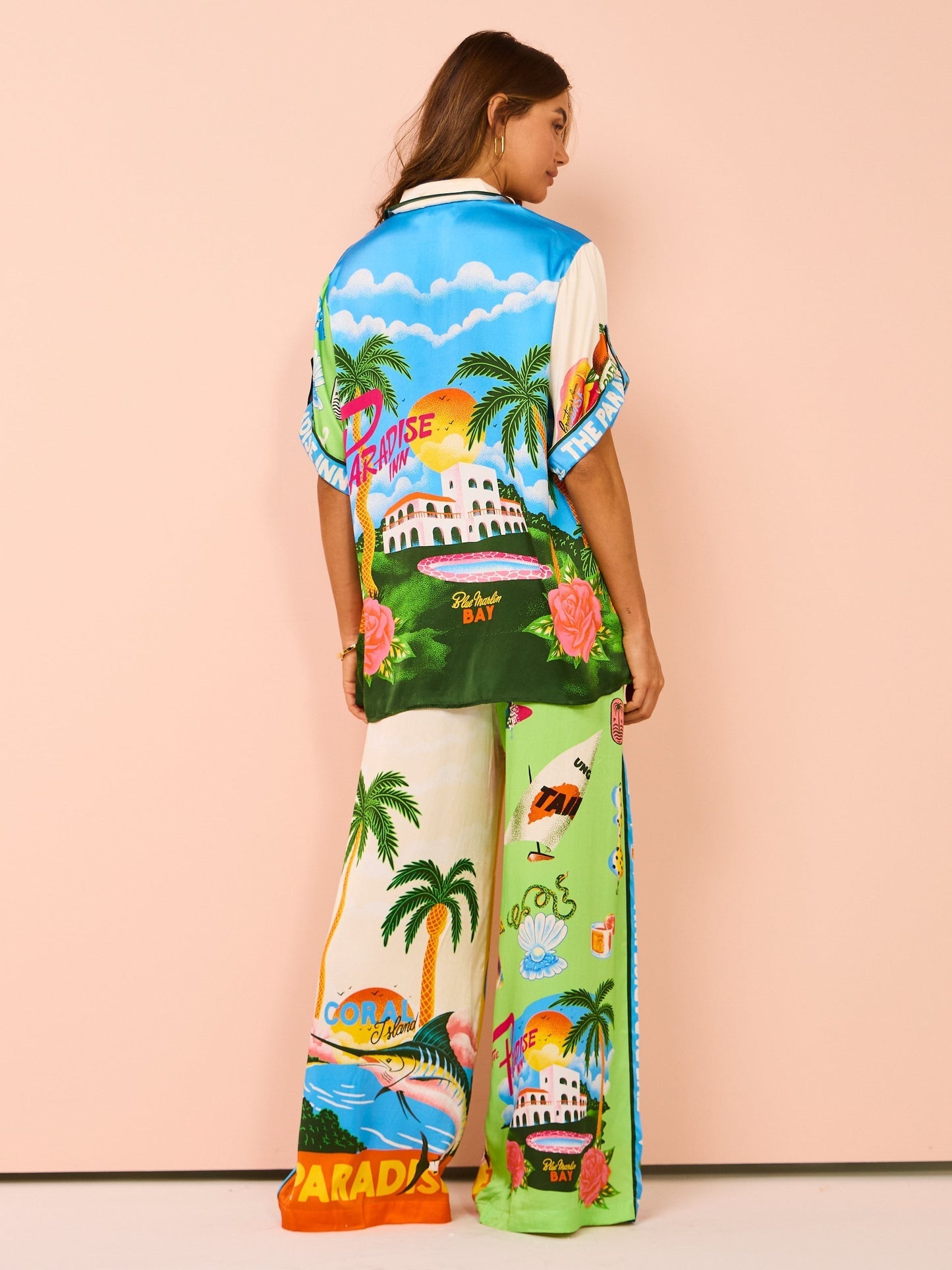 Oksana Coconut Palm Print Two-Piece Set