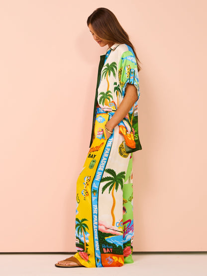Oksana Coconut Palm Print Two-Piece Set